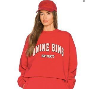 NWT Anine Bing Sport Red Oversized Tyler Crewneck Pullover Sweatshirt